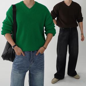 [브리치] 오엔엘 / 1 + 1 하찌 남자브이넥니트 오버핏니트 워셔블