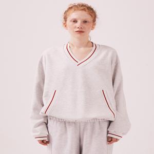 MNS Hard Cotton Vneck Sweatshirt_White Melange