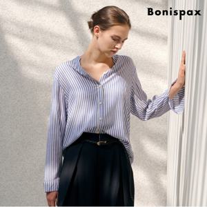 정상가:69000원 ㅣ 브이넥 스트라이프 셔츠 (XP3BA024L0)