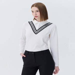 헤지스 골프 여성 WWTS4A921OW [클리어런스][스테디셀러]라인포인트 긴팔폴로티셔츠 (WHITE)