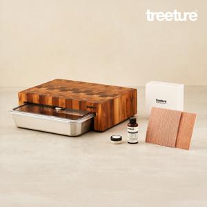 [밧드포함]트리쳐X바퀜 엔드그레인 티크 도마 풀세트