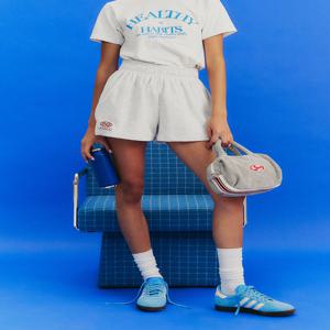 MENASOO LOGO TERRY SWEAT SHORTS_ASH GRAY
