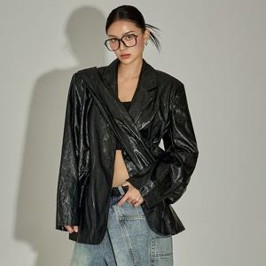J2837 레더 백 세트 자켓/블랙