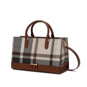 [TARTAN CHECK MIX] 브라운 타탄체크 가죽배색 토트백 S DCBA5E711J