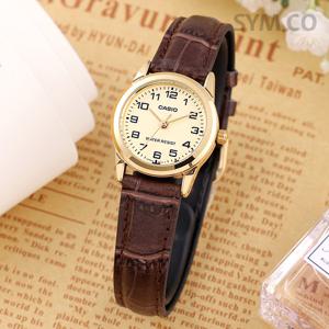 LTP-V001GL-9B 스탠다드 데일리 아날로그 정장 여자 가죽 시계 c