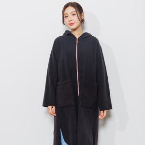[최초가 218000원] 플리스 후드 롱 점퍼 (AHSOJP03)-BLACK