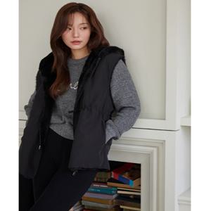 [플라스틱 아일랜드]리버시블 퍼 후드 베스트 PQ4FV031