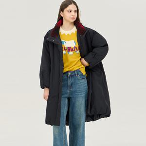 체크 미디 덕 다운 패딩_BAPDG3461BK