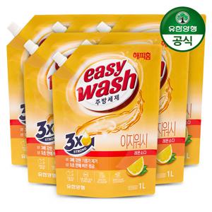 해피홈 이지워시 1L 리필 6개 레몬소다