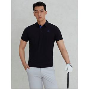 남성 골프패턴 반소매 칼라 티셔츠  블랙