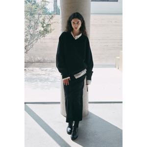 던스트 DRAW STRING MAXI VELVET SKIRT VELVET BLACK_UDSK5D225BK