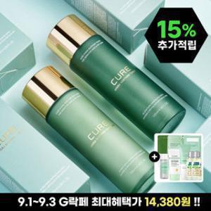 (15%추가적립 G락페 100% 사은품/2024브랜드대상) 김정문알로에 큐어 하이드라 수딩 토너+에멀젼 130ml
