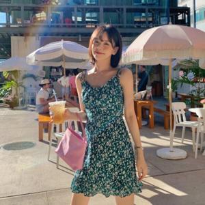 여성 패션 원피스 수영복/하바나선데이 자체제작 그린티 리본 미니 원피스