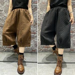 여성 스포츠 바지/여성 밴딩 패딩 와이드팬츠 7부 반바지 캐주얼 트레이닝바지(3 color)