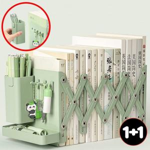 1+1 책꽂이 3단 책상 정리함 길이조절 접이식 북앤드 세트