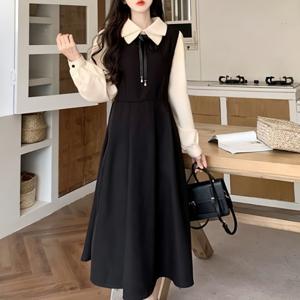 여성 셔츠 카라 원피스 데일리 정장 롱 원피스