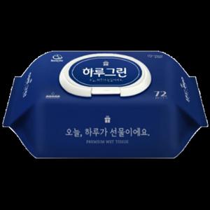 하루그린 프리미엄 물티슈 캡형 블루 72매 5개 순한 물티슈