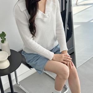 베이지베이글 루즈핏 여성 카라 간절기 가을 니트
