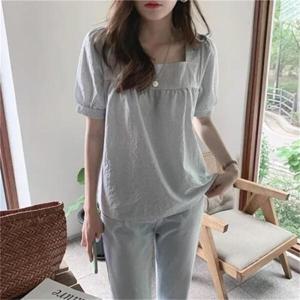 여름 여성 반팔티 블라우스 티셔츠 슬림핏 빅사이즈
