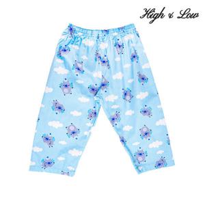 ENL003 하이앤로우 순면 파자마 9부 아기꿀꿀이 스카이블루 주니어