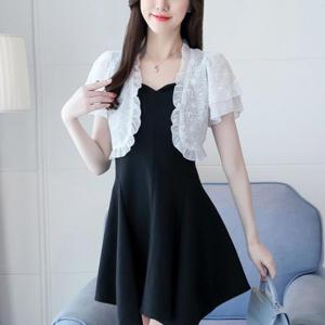 여성 레이스 반팔 가디건 볼레로 프릴 플라워 여름 숏 바캉스 쉬폰 블라우스 셔츠