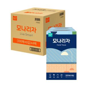모나리자 미용티슈 300매 6입 4개 총24개 각티슈 천연펄프 (박스포장)