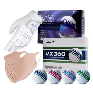 볼빅 VX360 듀얼컬러 3피스 360도 퍼팅라인 골프공 1더즌(12구) / 남여골프장갑/ 마스크