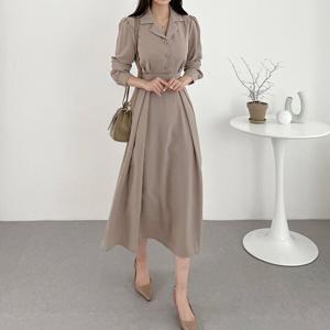 여성용 싱글버튼 트렌치 원피스 여성 봄 가을 원피스
