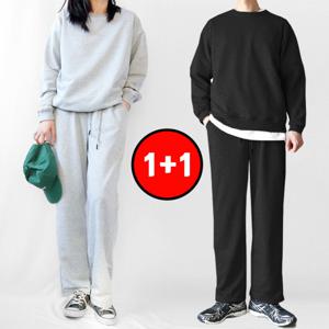 1+1 봄가을 트레이닝복 셋업 남여공용 상하세트 맨투맨 밴딩팬츠 운동복