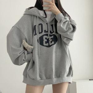 집업 후드 여 루즈핏 기모 하프 상의 봄가을 코트 ins 트렌치코트
