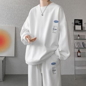 봄가을 남성 오버핏 맨투맨 트레이닝 바지 상하의 세트 빅 사이즈 일자 맨투맨 세트