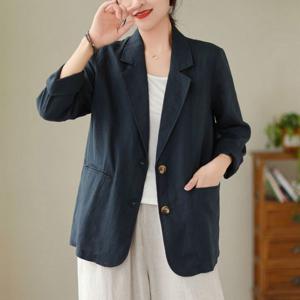 여성 여름 루즈핏 린넨 블레이저 가벼운 싱글버튼 오버핏 자켓 시원한 내추럴핏 데일리 간절기 마 자켓 캐