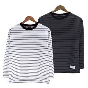 긴팔 프리미엄 원단 남녀공용 모노 스트라이프 단가라 /~3XL 국내생산 프리미엄 원단