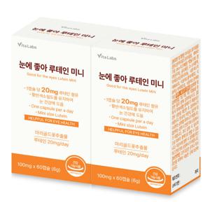 비타랩스 눈에 좋아 루테인 미니 60캡슐 2통 4개월분 눈영양제 마리골드꽃추출물
