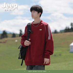 JEEP SPIRIT 봄 가을 남성용 루즈 캐주얼 긴팔 라운드넥 맨투맨