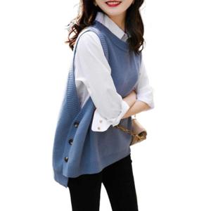 여성 조끼 조끼 봄 가을 신상 슬림핏 날씬해 보이는 라운드 커버 민소매 니트