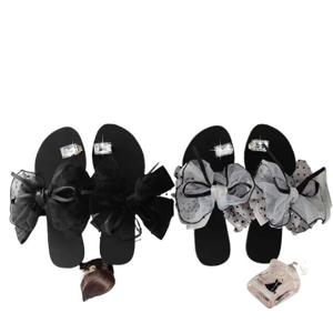 비치 슈즈 작은 언니 부드러운 리본 발가락 노출 플랫 샌들 ins 조녀 아웃도어 여름