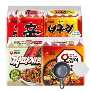 신라면 10봉+너구리 5봉+짜파게티 5봉+오징어짬뽕 5봉 (총 25봉) +라면 앞접시 57g 증정
