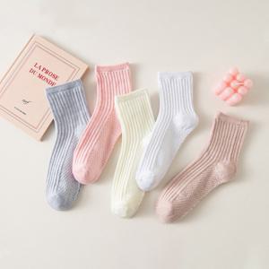 5켤레 여성 중목 양말 세트 파스텔 컬러 패션 봄 가을 골지 학생 여자양말