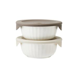 바로한끼 도자기 밥용기 냉동밥 전자레인지 /450ml 2P
