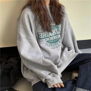 KNMAT라운드 루즈핏 여성 맨투맨 여성 레터링 루즈핏 긴팔 티셔츠 라운드 맨투맨