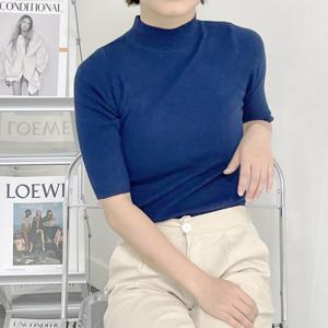여성 반목 반폴라 하이넥 니트 5부 티셔츠 슬림핏 봄 가을 겨울 목티 폴라 기본 티
