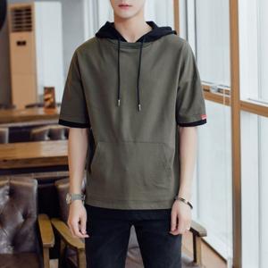빅사이즈 남성 후드 반팔 맨투맨 학생티 여름 반팔티 데일리룩