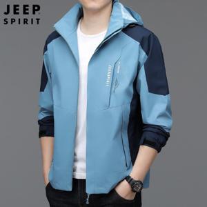JEEP SPIRIT 남자 후드 집업 캐주얼 재킷 야외 방풍 통기성 얇은 등산복
