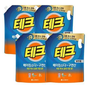 [LG생활건강] 테크 베이킹소다 구연산 액체세제 일반용 리필 2L 4개