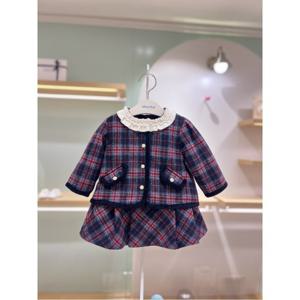 압소바HM (아기정장)루비 체크 스커트 상하세트(25년겨울신상) (1A2721213)