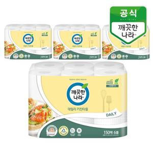 [깨끗한나라] 데일리 키친타올 그린패키지 150매 6롤x4팩