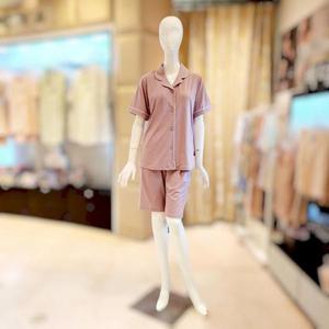 비너스 VPA4522W 심플 카라넥 반팔반바지 여자잠옷