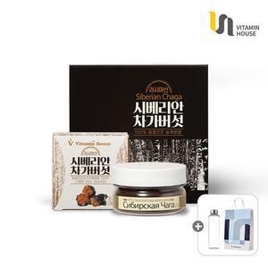 비타민하우스 연말선물 시베리안 차가버섯(4통) 선물세트+보틀 1개+쇼핑백 1개