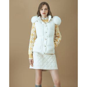 헤지스 골프 여성 24FW 가격인하아이보리 여성 폭스퍼 다운 베스트 HWJU4D754IV